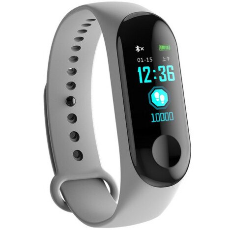 Bratara Fitness iUni N3C, Display OLED 0.96 inch, Bluetooth, Pedometru, Notificari, Gri